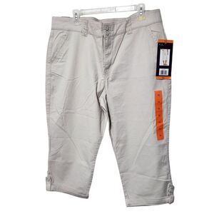 Gloria Vanderbilt Capris Size 16 Ivory Color Cuffed Utility Capri